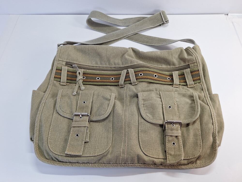 Y2k Fairy Grunge Whimsigoth Style satchel Olive green canvas Messenger Bag
